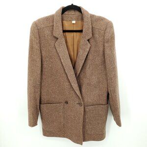 VTG Peabody House 100% Wool Tweed Long Line Blazers 10 Brown/Tan